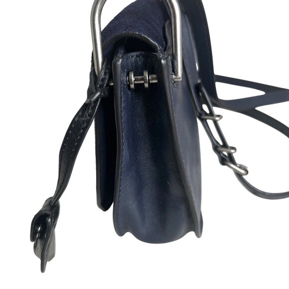 Rebecca Minkoff Navy Suede & Black Leather Crossbody Bag - Picture 3 of 11